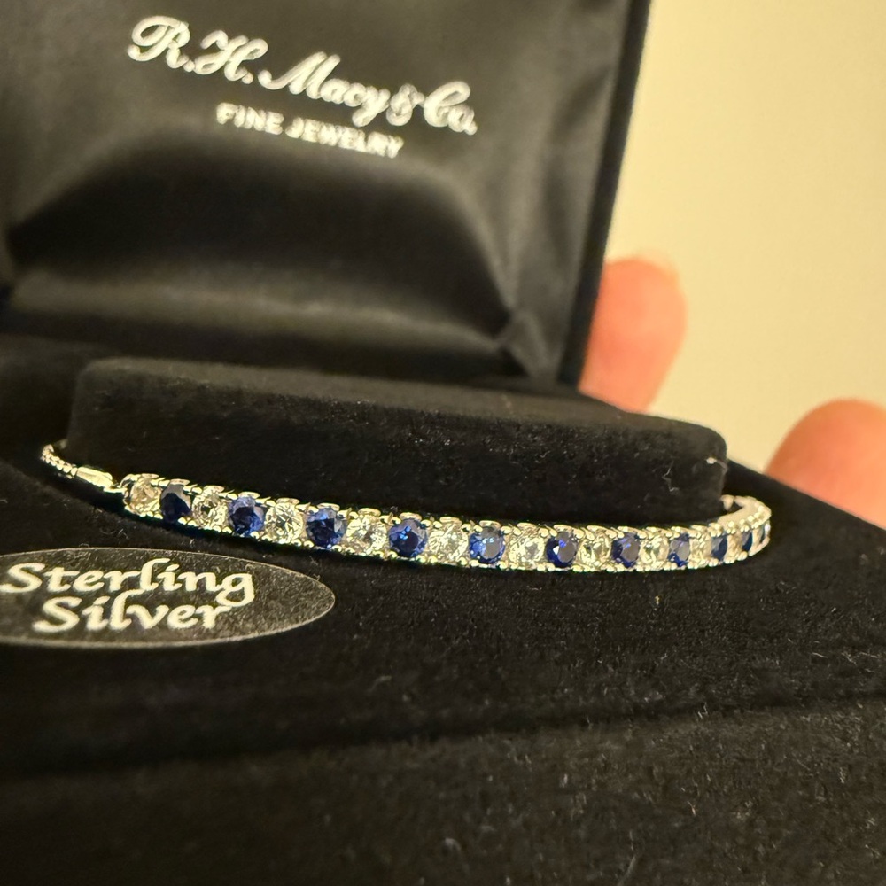 Macy's Sterling Silver Bracelet with Blue and White Stones